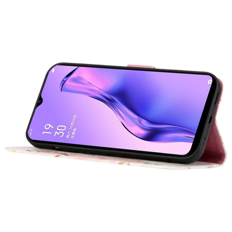 Fodral För Oppo A94 5G Geometrisk Marmor Med Rem