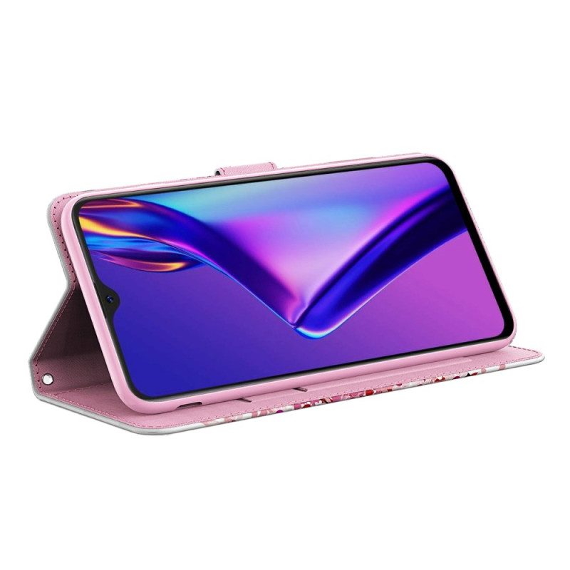 Fodral För Oppo A94 5G Rosa Träd Med Snodd