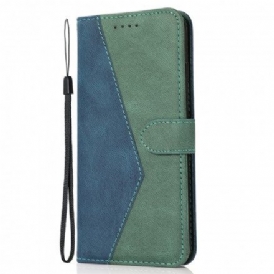 Fodral För Oppo A94 5G Tvåfärgad Konstlädertriangel