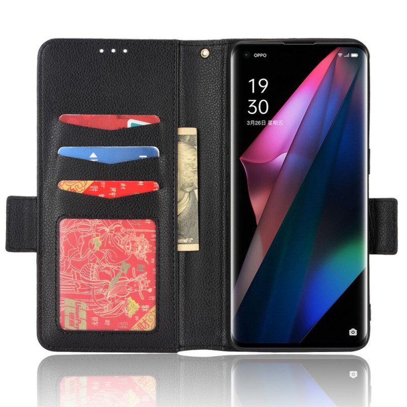 Fodral För Oppo Find X3 / X3 Pro Folio-fodral Dubbelklaff Litchi Nya Färger