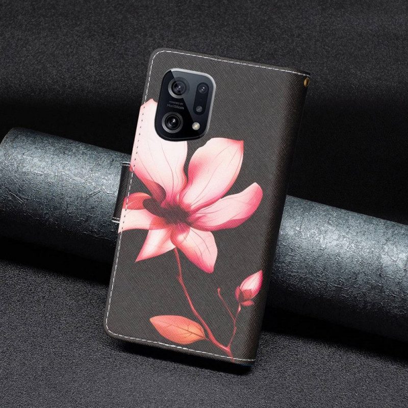 Fodral För Oppo Find X5 Ficka Med Dragkedja För Blommor