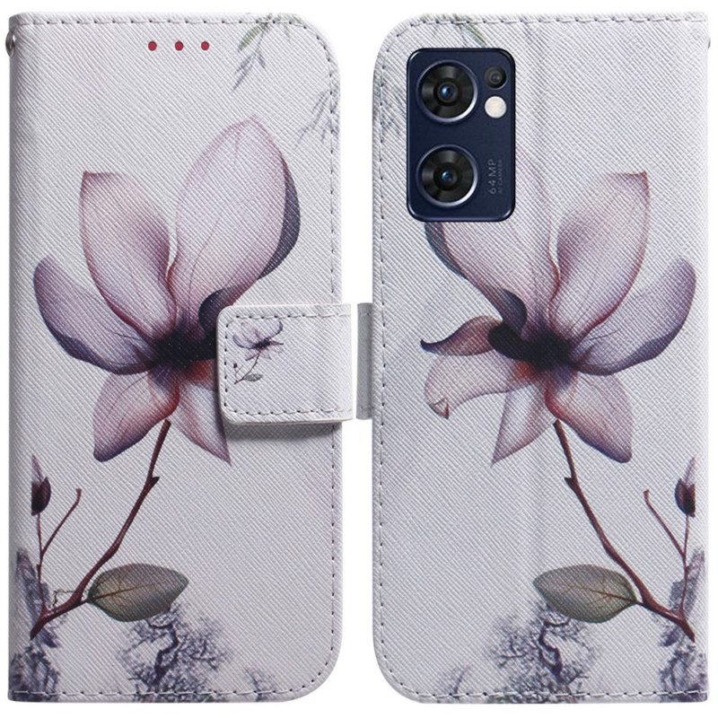 Fodral För Oppo Find X5 Lite Gammal Rosenblomma