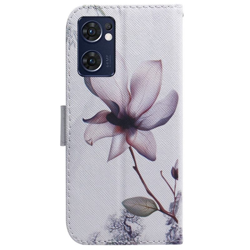 Fodral För Oppo Find X5 Lite Gammal Rosenblomma