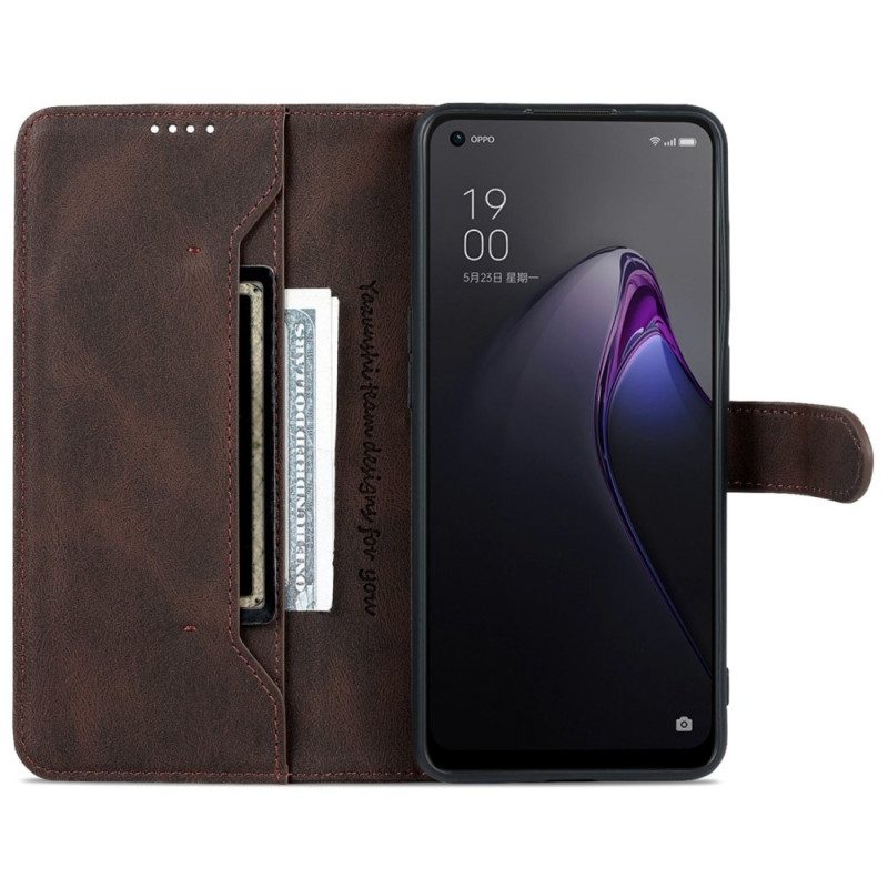 Fodral För Oppo Reno 8 Azns Vintage Lädereffekt