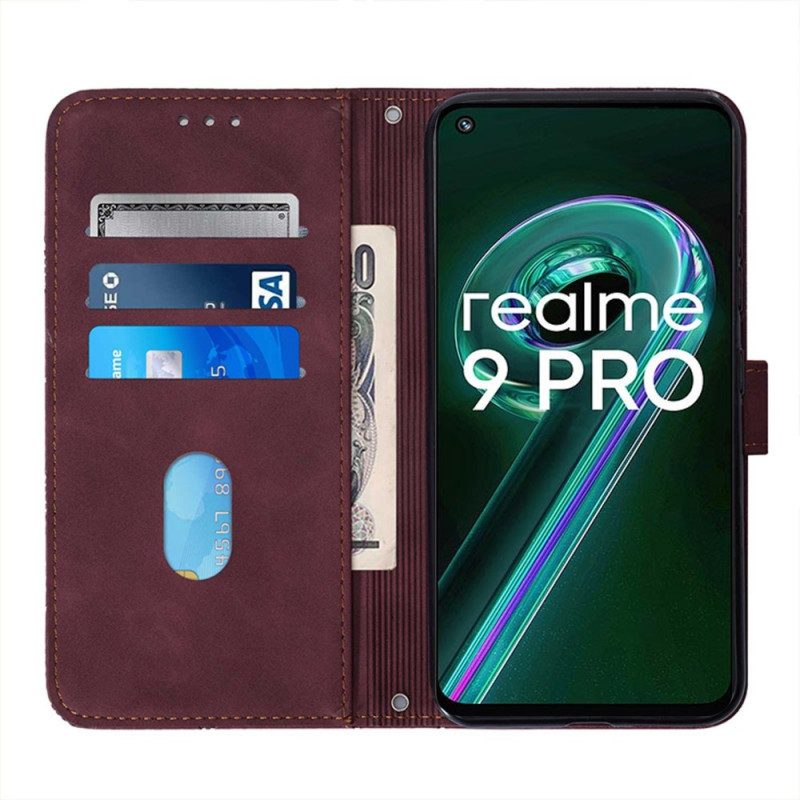 Fodral För Realme 9 Pro 5G Pyramidlädereffekt