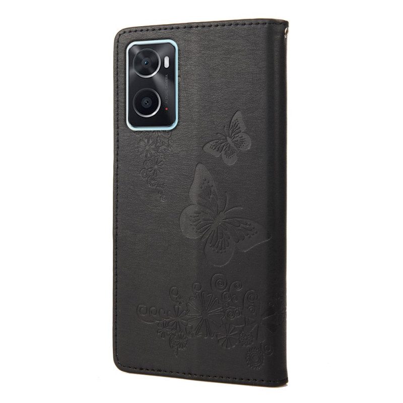 Fodral För Realme 9i Med Kedjar Fantastiska Remfjärilar