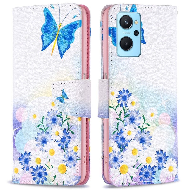 Fodral För Realme 9i Pastellfjäril Och Blommor