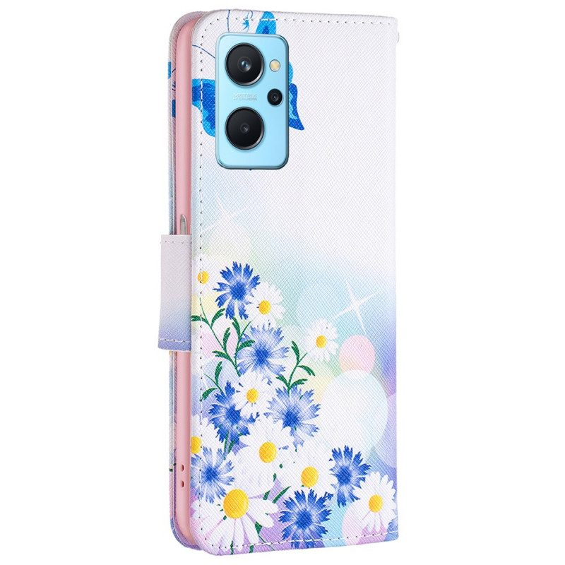 Fodral För Realme 9i Pastellfjäril Och Blommor