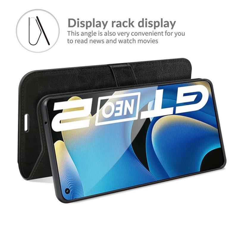 Fodral För Realme GT Neo 3T / Neo 2 Designlädereffekt