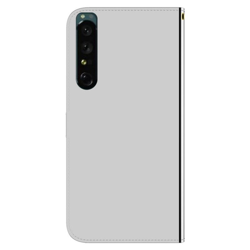 Fodral För Sony Xperia 1 IV Med Kedjar Spegel Konstläder Med Rem