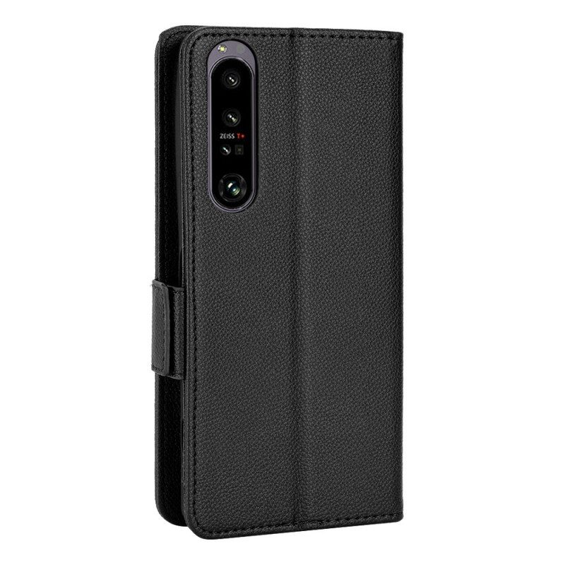 Fodral För Sony Xperia 1 IV Traditionell Litchi-läderstil