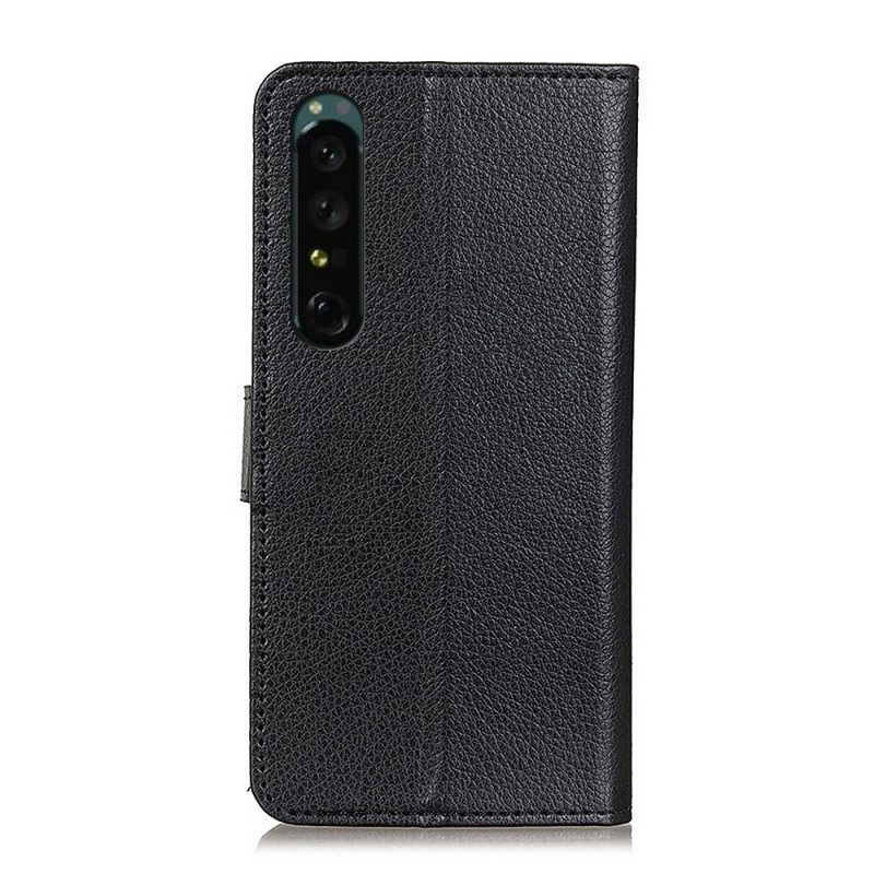 Fodral För Sony Xperia 1 IV Traditionellt Litchi Konstläder