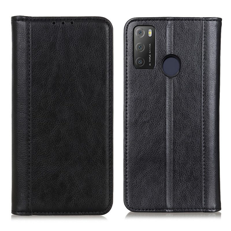 Folio-fodral För Alcatel 1S / 3L (2021) Läderfodral Elegance Split Litchi Läder