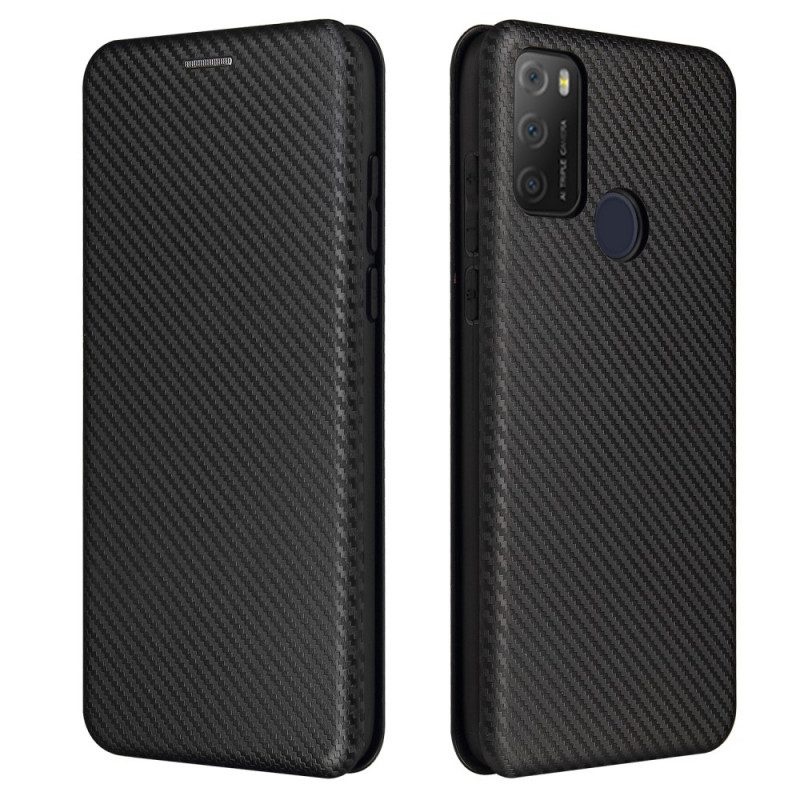 Folio-fodral För Alcatel 1S / 3L (2021) Läderfodral Kolfiber