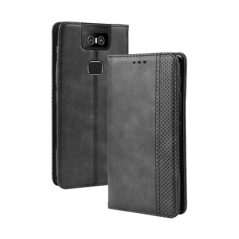 Folio-fodral För Asus ZenFone 6 Läderfodral Vintage Stiliserad Lädereffekt