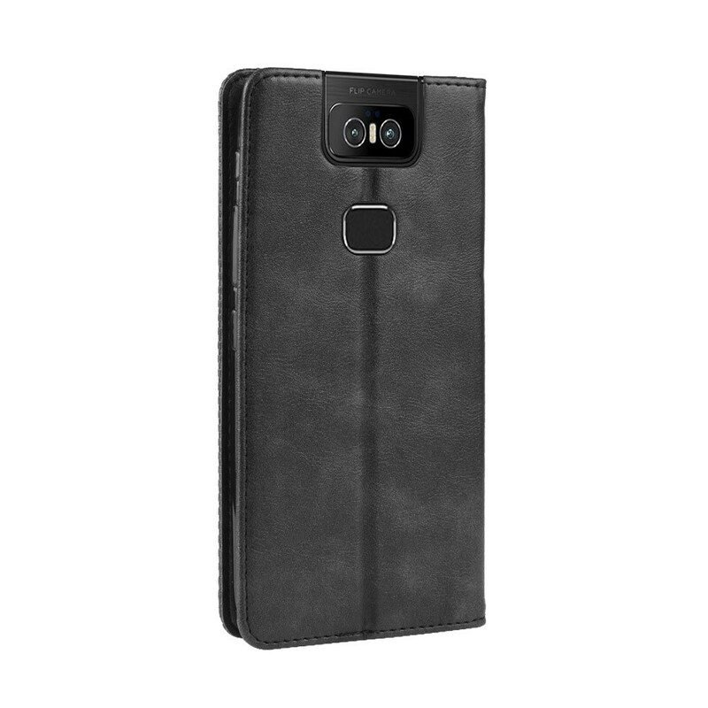 Folio-fodral För Asus ZenFone 6 Läderfodral Vintage Stiliserad Lädereffekt