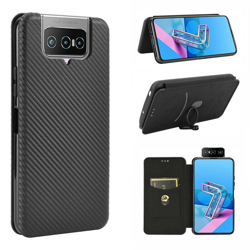 Folio-fodral För Asus Zenfone 7 / 7 Pro Läderfodral Silikonkol