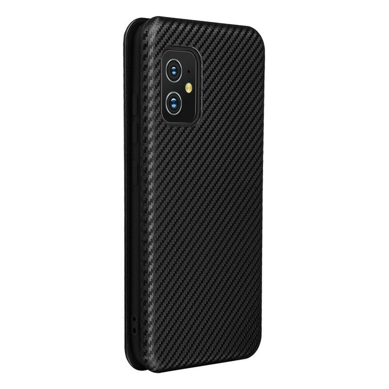 Folio-fodral För Asus Zenfone 8 Läderfodral Kolfiber Med Stödring