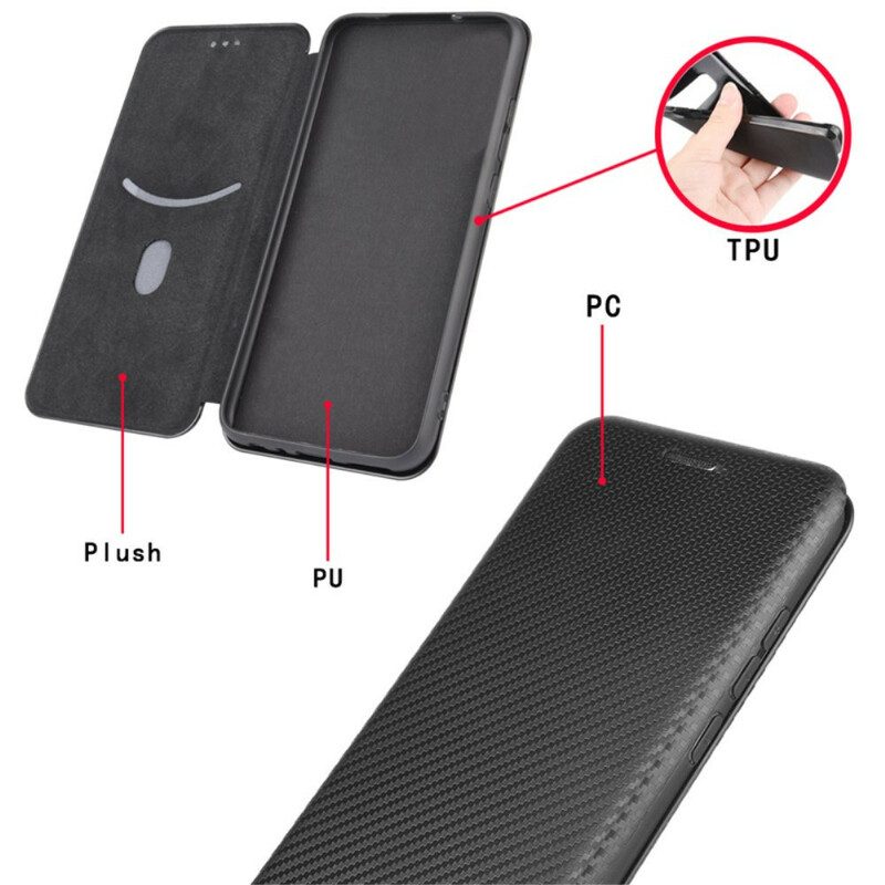 Folio-fodral För Asus Zenfone 8 Läderfodral Kolfiber Med Stödring