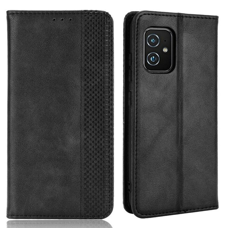 Folio-fodral För Asus Zenfone 8 Läderfodral Vintage Stiliserad Lädereffekt