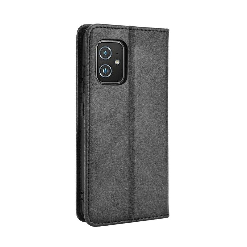 Folio-fodral För Asus Zenfone 8 Läderfodral Vintage Stiliserad Lädereffekt