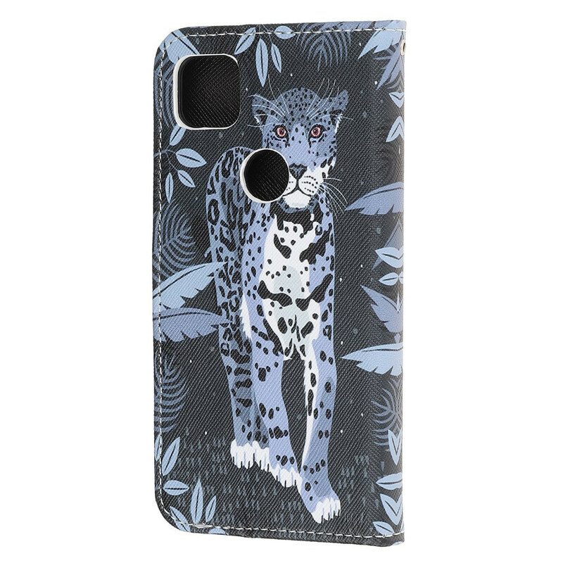 Folio-fodral För Google Pixel 4a Med Kedjar Thong Leopard