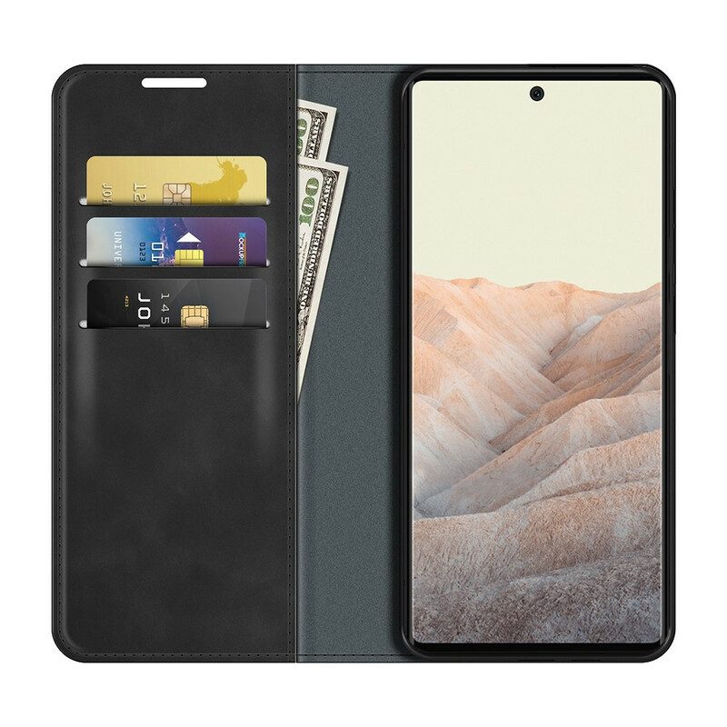 Folio-fodral För Google Pixel 6 Läderfodral Skin-touch