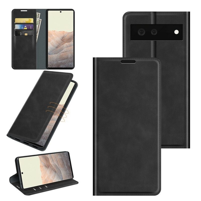 Folio-fodral För Google Pixel 6 Läderfodral Skin-touch