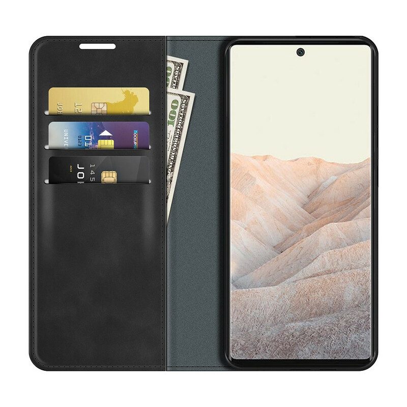 Folio-fodral För Google Pixel 6 Pro Läderfodral Skin-touch