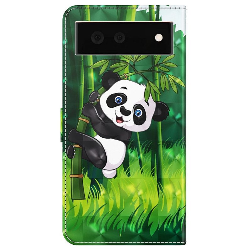 Folio-fodral För Google Pixel 6A Med Kedjar Thong Panda