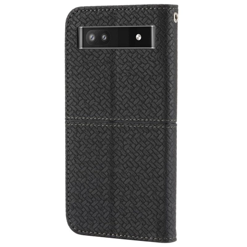 Folio-fodral För Google Pixel 6A Med Kedjar Thong Woven Style