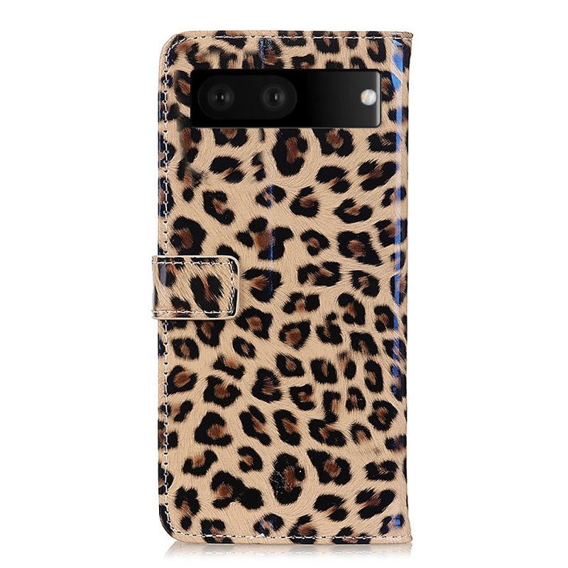 Folio-fodral För Google Pixel 7 Leopardhudeffekt