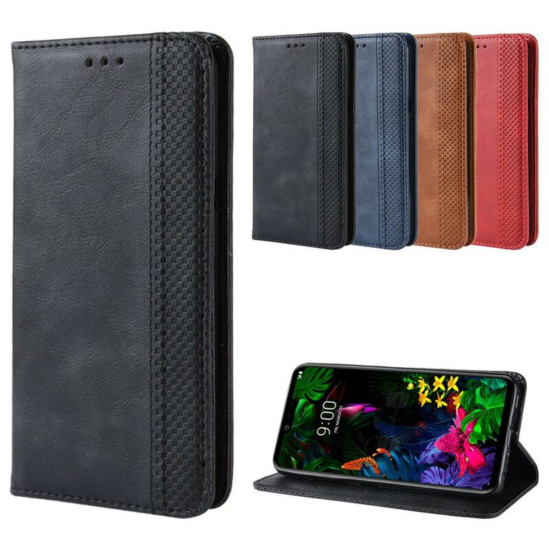 Folio-fodral För LG G8 ThinQ Läderfodral Vintage Stiliserad Lädereffekt