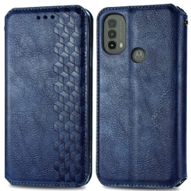 Folio-fodral För Moto E40 / E30 / E20 Läderfodral Diamond Texture Lädereffekt