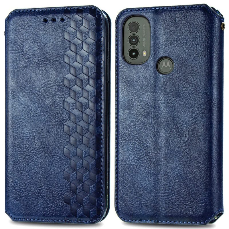 Folio-fodral För Moto E40 / E30 / E20 Läderfodral Diamond Texture Lädereffekt