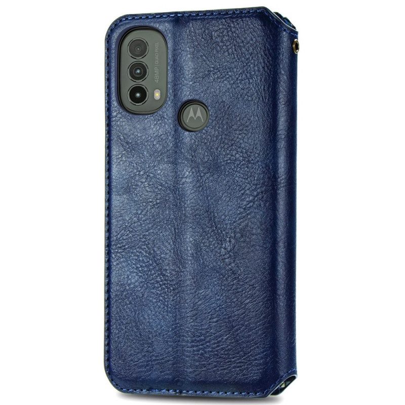 Folio-fodral För Moto E40 / E30 / E20 Läderfodral Diamond Texture Lädereffekt