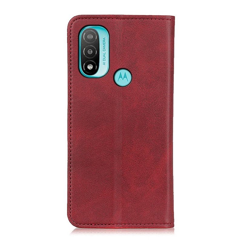 Folio-fodral För Moto E40 / E30 / E20 Läderfodral Elegance Split Läder