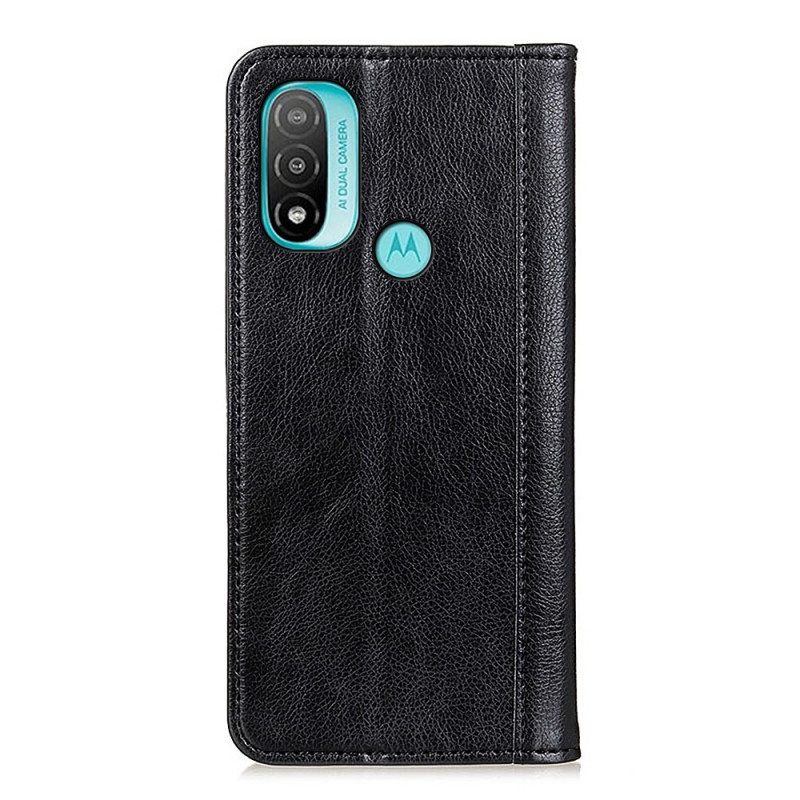 Folio-fodral För Moto E40 / E30 / E20 Läderfodral Elegance Split Litchi Läder