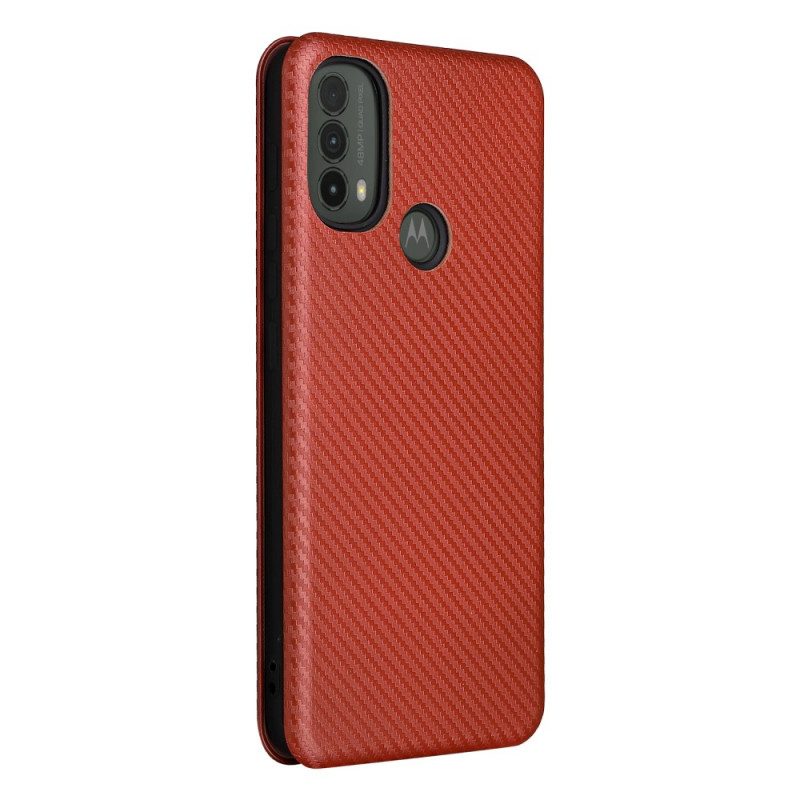 Folio-fodral För Moto E40 / E30 / E20 Läderfodral Kolfiber