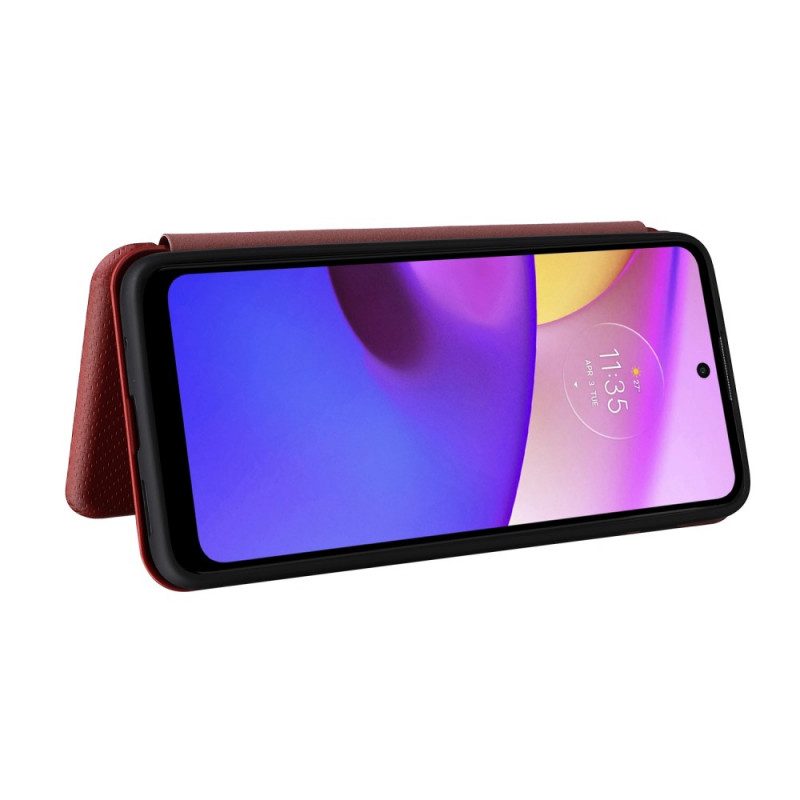 Folio-fodral För Moto E40 / E30 / E20 Läderfodral Kolfiber