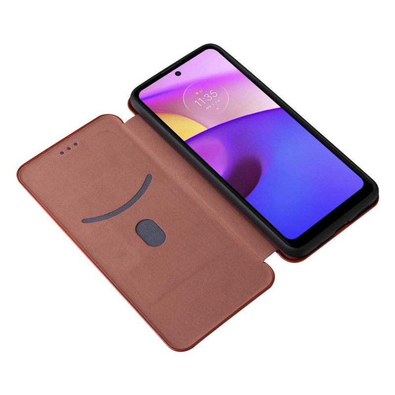 Folio-fodral För Moto E40 / E30 / E20 Läderfodral Kolfiber