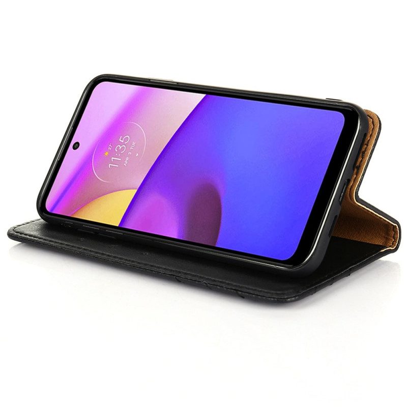 Folio-fodral För Moto E40 / E30 / E20 Läderfodral Nitläderstil