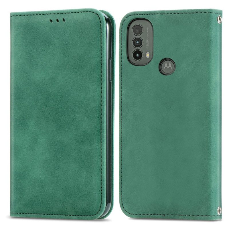 Folio-fodral För Moto E40 / E30 / E20 Läderfodral Skin-touch Design