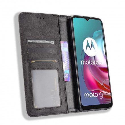 Folio-fodral För Moto G10 / G30 Läderfodral Utformad Vintage Lädereffekt