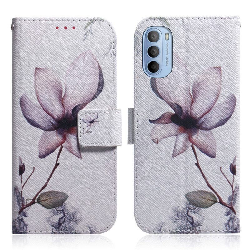 Folio-fodral För Moto G31 / Moto G41 Gammal Rosenblomma