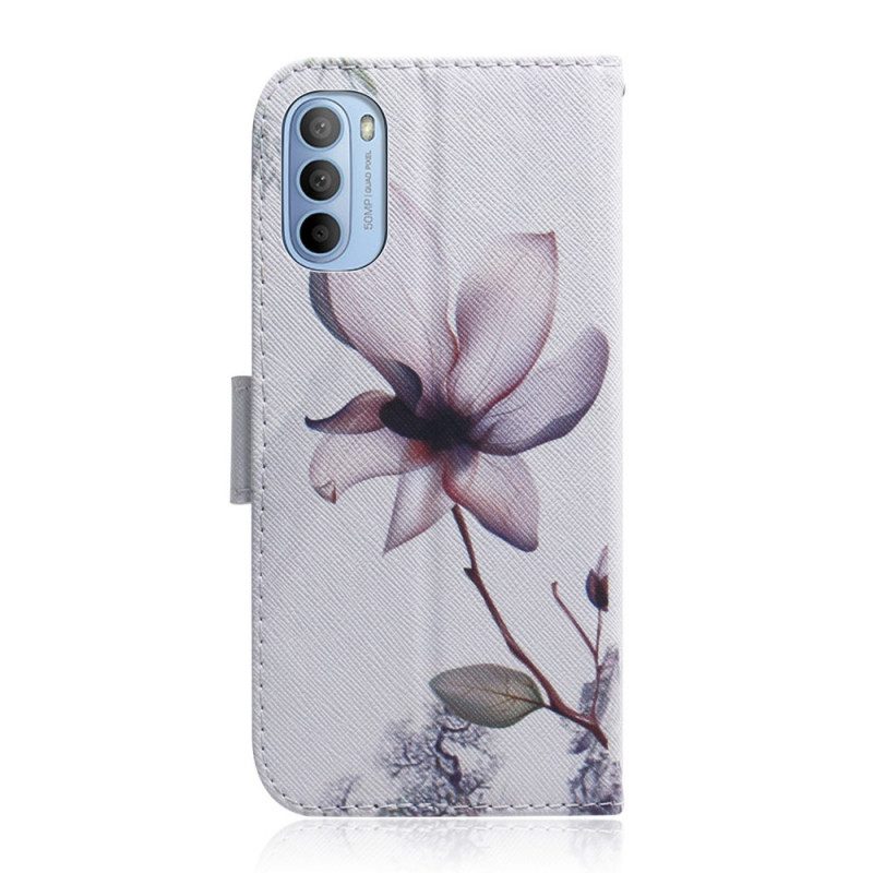 Folio-fodral För Moto G31 / Moto G41 Gammal Rosenblomma