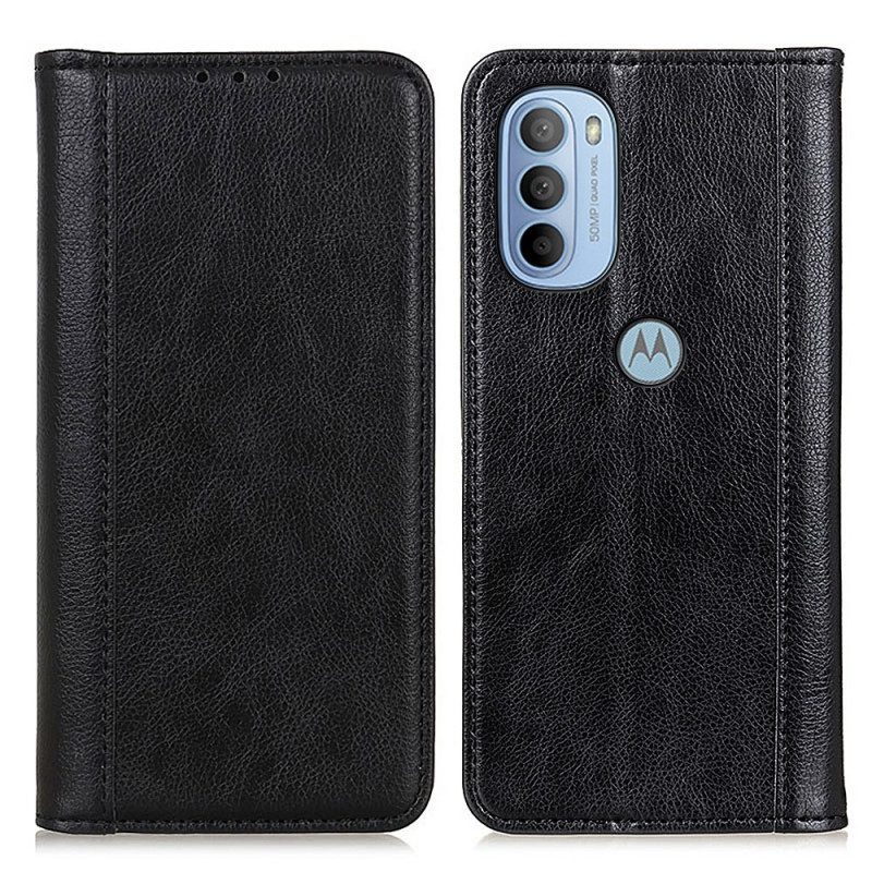 Folio-fodral För Moto G31 / Moto G41 Läderfodral Elegance Split Litchi Läder