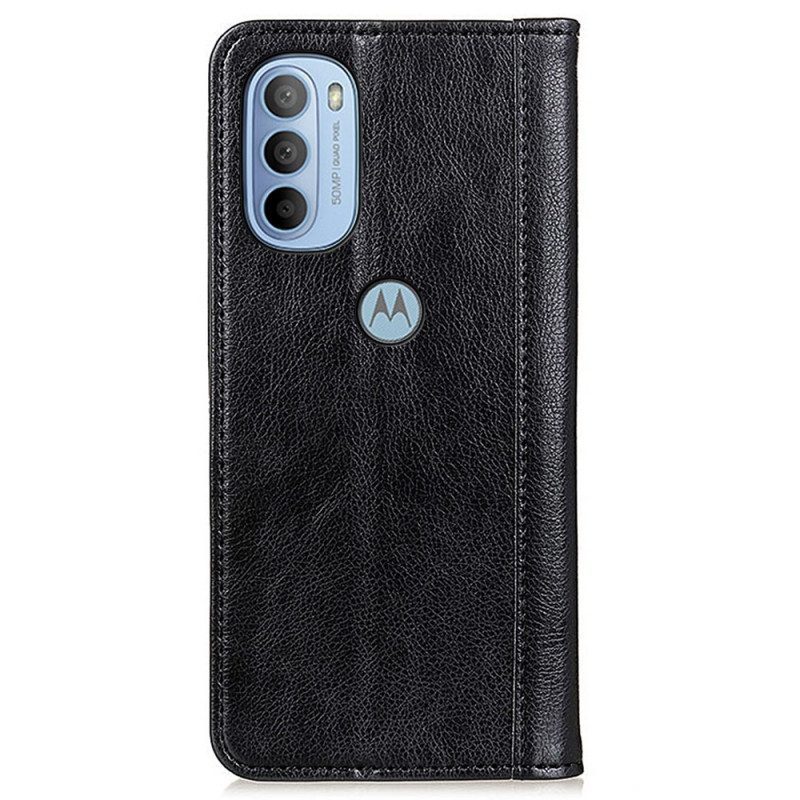 Folio-fodral För Moto G31 / Moto G41 Läderfodral Elegance Split Litchi Läder