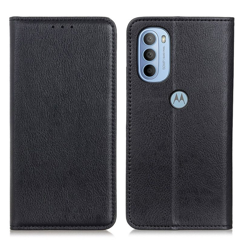 Folio-fodral För Moto G31 / Moto G41 Läderfodral Matt Split Läder