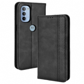 Folio-fodral För Moto G31 / Moto G41 Läderfodral Utformad Vintage Lädereffekt